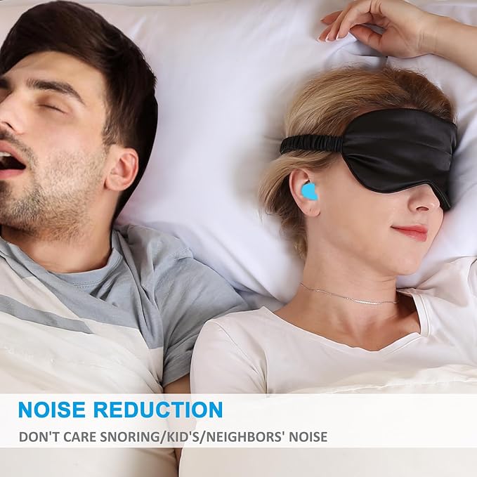 Ear Plugs for Sleeping, 16 Moldable Noise Cancelling Silicone Earplugs for Swimming, Snoring, Sleep and Studying, Blue