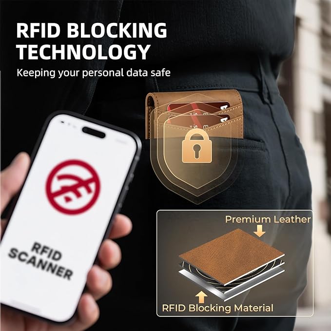 RUNBOX Wallet for Men Slim Rfid Leather 2 ID Window With Gift Box | Slim, Rfid, 2 ID Window, With Gift Box, Slim, Rfid