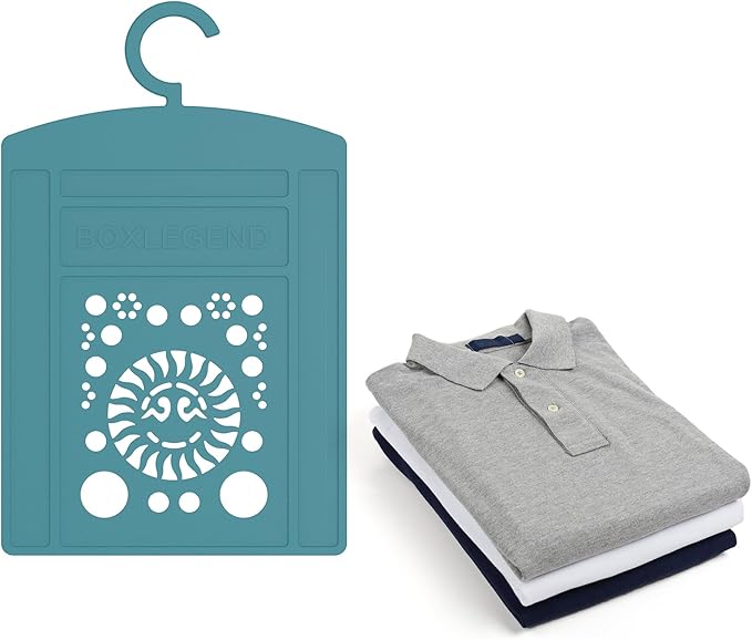 BoxLegend Clothes Folder Durable Plastic Shirt Folding Board Easy and Fast to Folding Shirts Hook Folding Boards for Clothing Adult and Kids Blue
