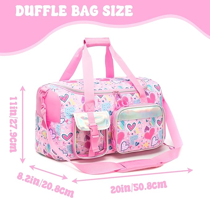 Duffle Bag for Kids Travel Bag for Girls Dance Bags for Kids Overnight Bags for Teen Girls with Shoe Compartment