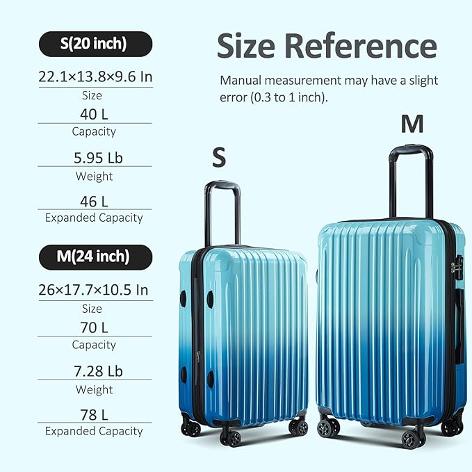 Carry on 20inch Luggage with Spinner Wheels, Lightweight PC+ABS Hard Shell Suitcases, Expandbale Storage & TSA Aprovel Lock