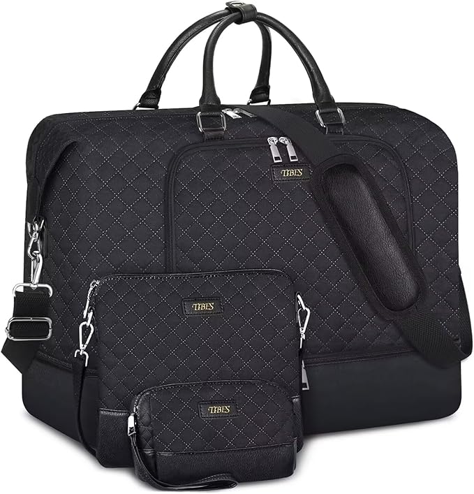 Travel Weekender Bag for Women, 21" Overnight Bag with Shoe Compartment 50L Large Travel Duffel Bag Carry On Tote for Weekend, Overnight, Business Trips, Water Resistant