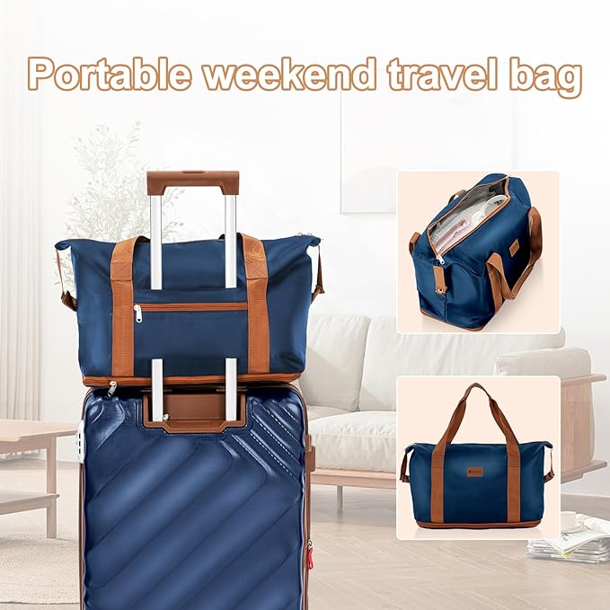 5 piece Luggage Set Expandable Suitcase 22x14x9 Airline Approved Carry on, ABS Hard Case Suitcases with Spinner Wheels, TSA Lock (Dark Blue)