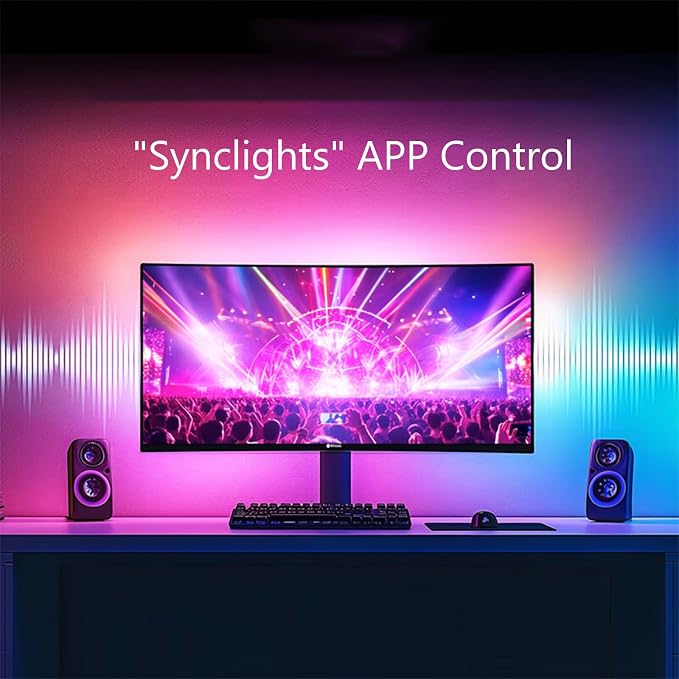 Monitor LED Backlights, RGB Screen Desk Light PC, Computer Light Bar Behind Monitor, LEDs for Desk Gaming, USB Port, LED Strip Lights that Sync with Screen Color or Music(32 inches)