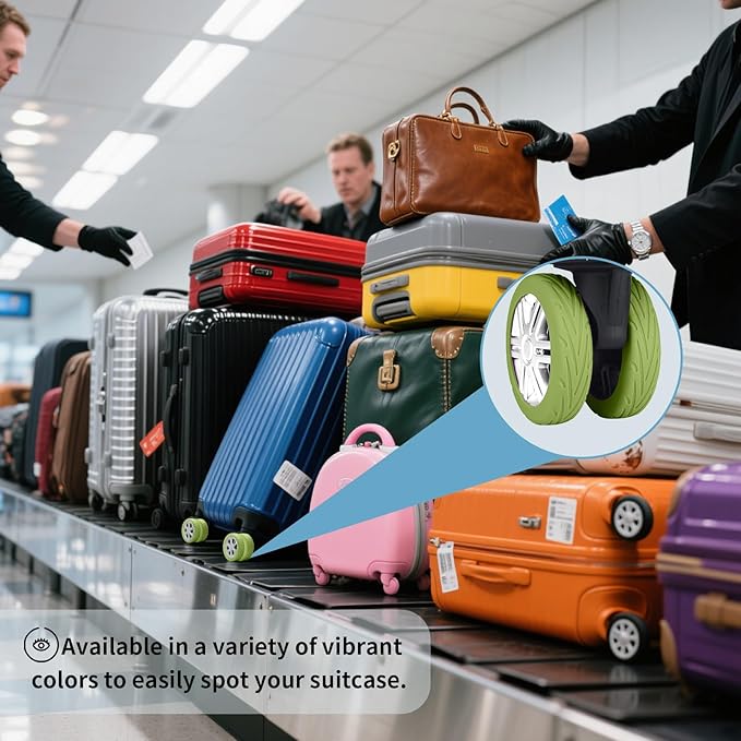 10Pcs Luggage Wheel Covers Silicone Silent Suitcase Protector for Luggage or Office Chair Caste Upgraded Wear-Resistant Anti-Noise Shock Absorption Suitcase Wheel Covers Accessories for Travel Green