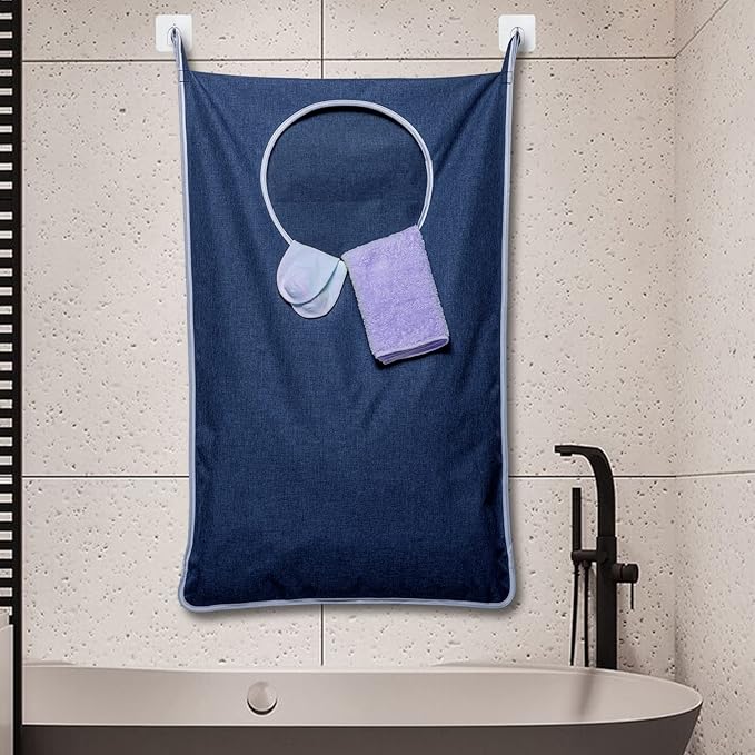 KEEPJOY XL Hanging Laundry Hamper Bag, Large 36"x22" Clothes Hanging Hamper with Strong Hooks for Dirty Clothes Laundry Storage Bag (Blue,1-Pack)