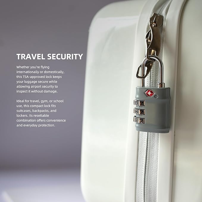 Luggage Locks TSA Approved 2 Pack, Combo Lock for Gym Locker, Small Combination Padlock, Padlock with Code for Travel Essentials, Suitcase, Zipper, Locker, Cabinet, Gun Case, Tool Box