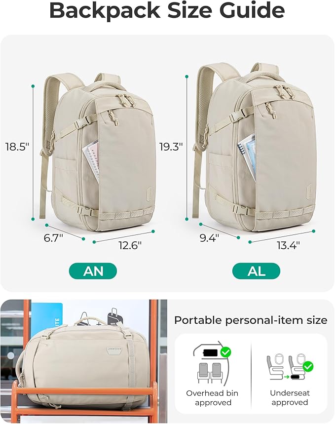 BAGSMART Travel Backpack Women, 15.6 Inch Carry On Backpack Flight Approved, TSA Approved Personal Item Travel Bag, Water Resistant Weekender Bag Luggage Daypack, Forest Green