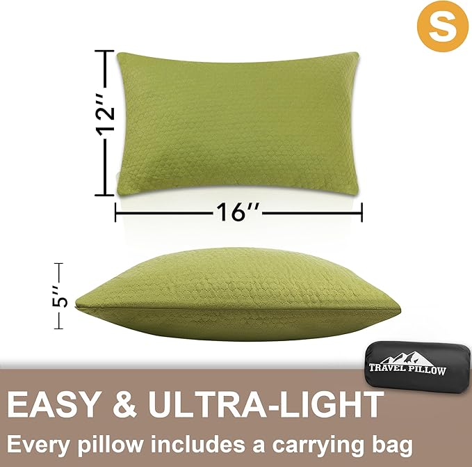Travel Pillow Backpacking Pillow, Compressible Memory Foam Pillow Breathable Cover for Travel Airplane Hiking and Car