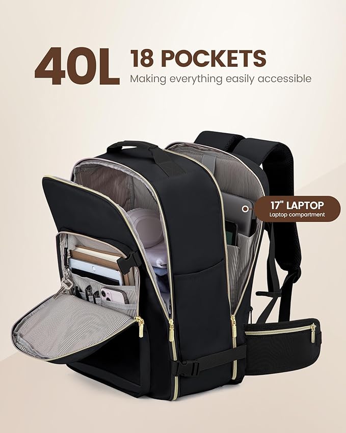LOVEVOOK Travel Backpack for Women with Waist Strap,40L Cute Carry on Backpack Travels Essentials Personal Item Backpack for Traveling on Airplane,Large Carry on Luggage Travel Bag Flight Approved