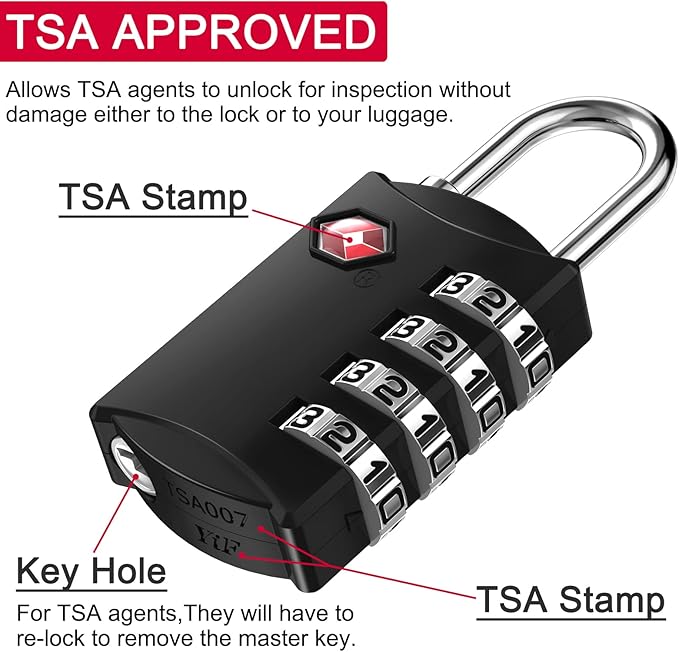 ZHEGE Travel Locks 2 Pack, TSA Locks for Luggage with Flexible Cable (30 Inch) for Gym, Suitcase, Backpack, Baggage, Easy Read Dial with Alloy Body (2 Pack, Black)