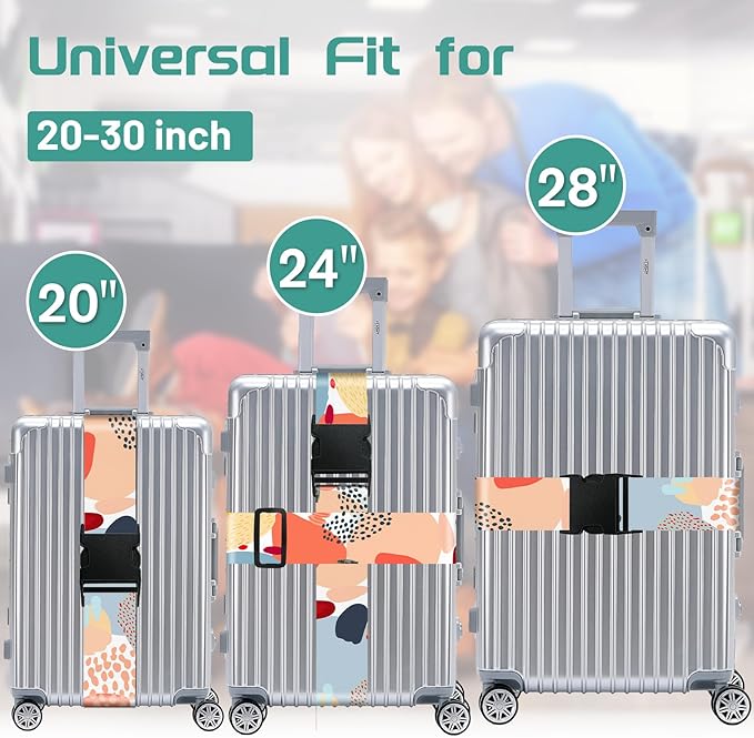Slohif Luggage Straps for Suitcases Travel Belt Accessories Luggage Connector Identifiers 2 Pack Over Handle with Buckle Unique Nylon Adjustable Strap for Sleeping Bag Car Seat Simple Painting