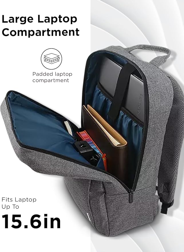 Lenovo Casual Laptop Backpack B210 - 15.6 inch - Padded Laptop/Tablet Compartment - Durable and Water-Repellent Fabric - Lightweight - Grey