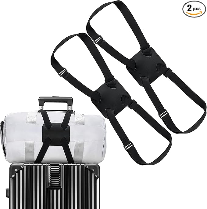 Chelmon 2 Pack Luggage Straps, Ajustable Elastic Bungee Belt for Suitcases, Add Extra Bag Easy and Securely for Travel