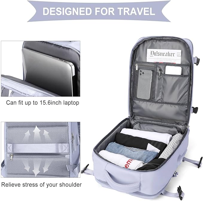 WONHOX Large Travel Backpack Carry on Flight Approved Laptop Work Business Backpack for Women Men Mochila de Viaje