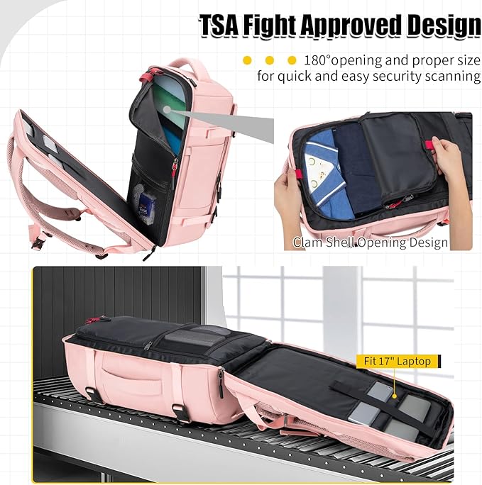 42L Travel Backpack with 4 Packing Cubes, TSA Friendly Flight Approved Carry-On Bag, Water-Resistant Weekender Business Backpack for Men Women, Fits 17.3" Laptop