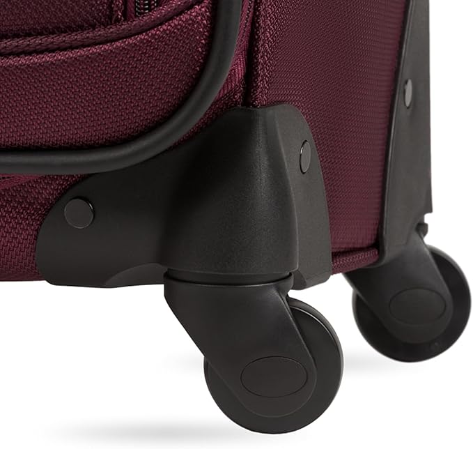 SWISSGEAR Sion Softside Expandable Spinner Luggage Durable Lightweight Travel Suitcase, Merlot, Checked-Medium 25-Inch