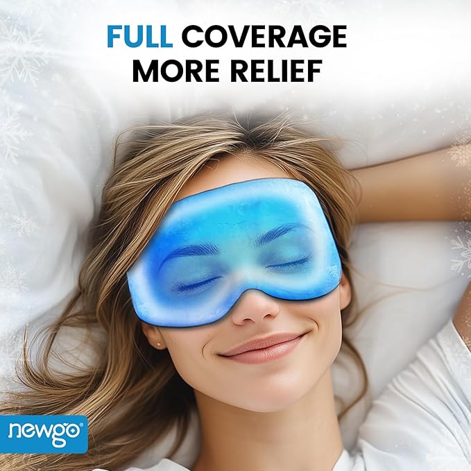 NEWGO 3D Cooling Sleep Mask, Weighted Cooling Gel Eye Mask for Sleeping, Cold Eye Mask, Hot Cold Therapy Blackout Sleep Mask for Puffiness, Dark Circles, Dry Eyes, Headaches and Stress Relief
