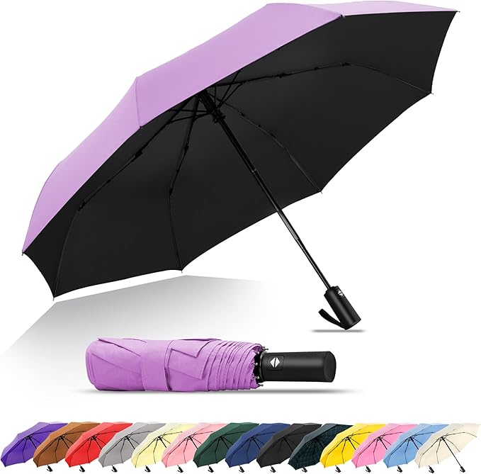 SoulRain Travel Umbrella - Compact Umbrella for Rain - Perfect Large Auto Folding Umbrella - Ideal Car umbrella, Small umbrella, and Travel Companion