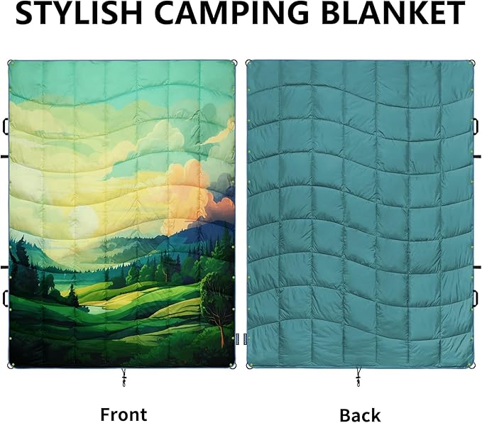 Camping Blanket, Puffy Blankets Lightweight Windproof Resistant for Outdoors,Hiking, Backpacking,Car,Picnic,Stadium