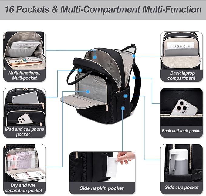 Tealari Laptop Backpack for Women,15.6 Inch Laptop Backpack for Work,Water Resistant Travel Backpack,College Bookbag with Wallet