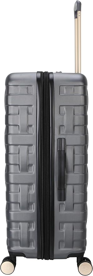 Jessica Simpson Taffeta 28"Expandable 8-Wheel Spinner Large Checked Luggage Suitcase, Gadget Grey