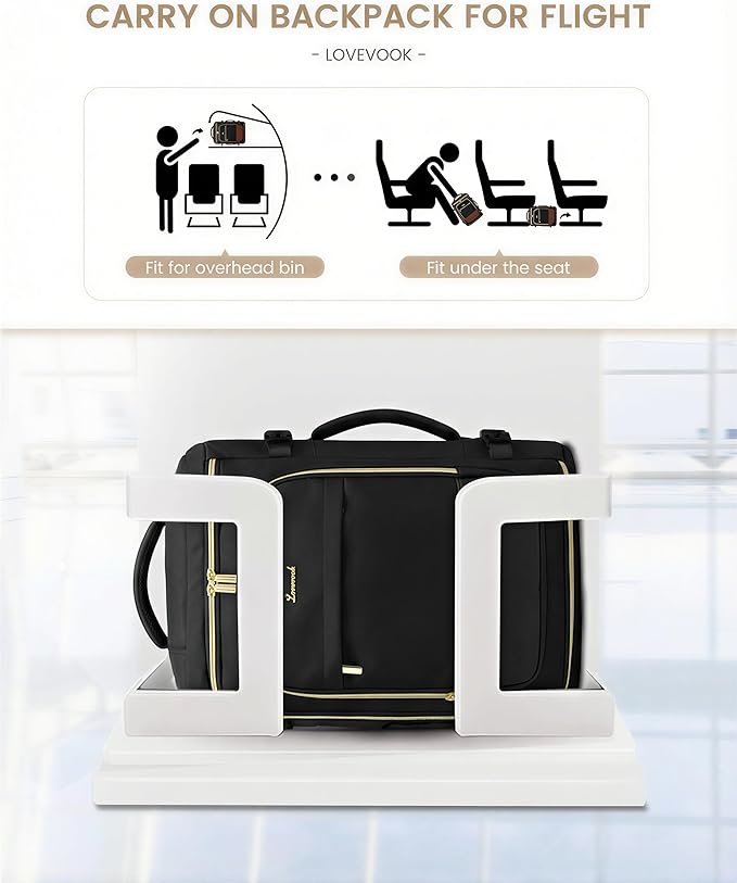 LOVEVOOK 40L Travel Backpack Carry on Flight Approved, Personal Item Bag with 3 Packing Cubes, Travel Backpack for Women Fits 17" Laptop, Water-resistant Carry On Bag for Airplanes
