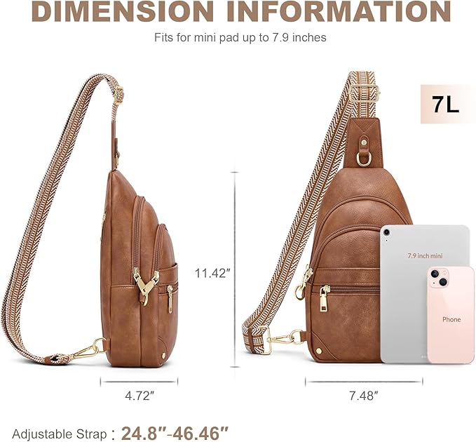 SYTRAH Anti Theft Crossbody Bags for Women, RFID Sling Bag Travel Purse, RFID Cross Body Purses Chest Bag for Travel Brown