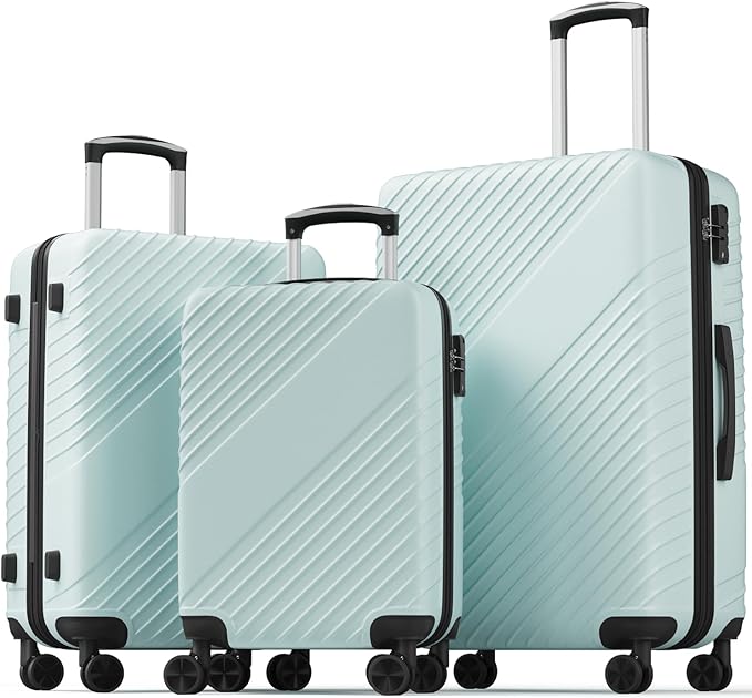 Luggage Sets 3 Piece, ABS Hardside Suitcase Set (20/24/28) with Spinner Wheels, TSA Security Lock, Airline-Approved Carry-On & Lightweight Large Checked Luggage for Business, Travel, Family Vacations