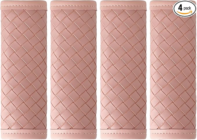 Leather Luggage Handle Wraps for Suitcase, 4 Pack Luggage Handle Cover Identifiers Tags Markers for Travel Accessories (Pink)