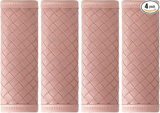 Leather Luggage Handle Wraps for Suitcase, 4 Pack Luggage Handle Cover Identifiers Tags Markers for Travel Accessories (Pink)