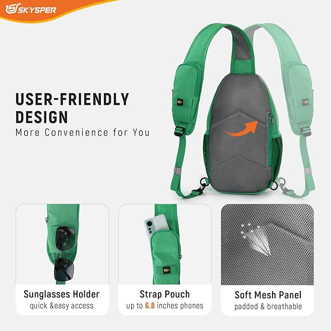 SKYSPER Sling Bag RFID Cross Body Bag Recycled Crossbody Backpack Travel Daypack