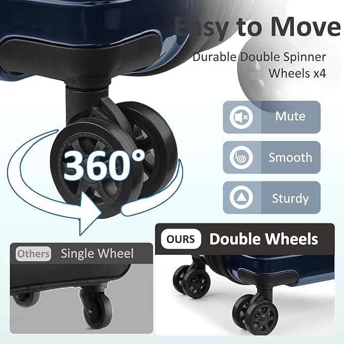 Carry on 20inch Luggage with Spinner Wheels, Lightweight PC+ABS Hard Shell Suitcases, Expandbale Storage & TSA Aprovel Lock