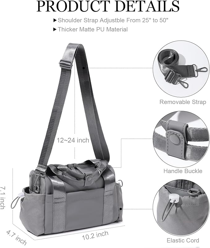 Small Gym Bag for Women, Mini Crossbody Gym Duffle Bag with Wet Compartment, Carry on Gym Tote Bag for Workout Dance Sport Travel (Mini-Grey)