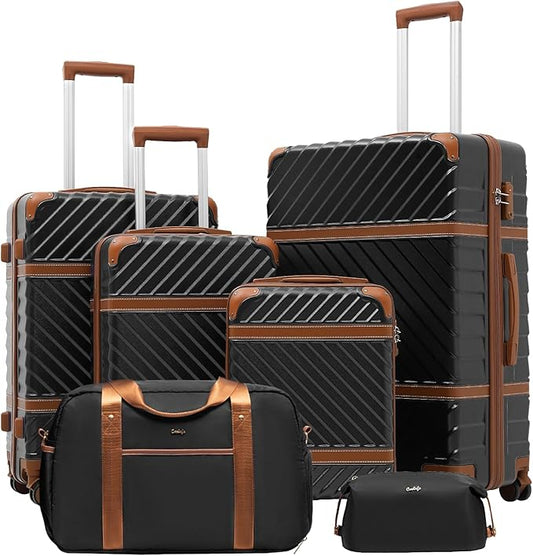 Coolife Luggage Set Suitcase Carry On Luggage PC Hardshell Luggage TSA Lock Spinner Wheels Telescopic Handle