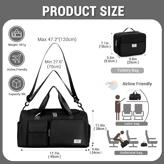 FIORETTO Women's Gym Duffle Bag with Shoes Compartment, 30L Capacity, Ideal for Travel, Gym, Sports, Duffel, Weekender