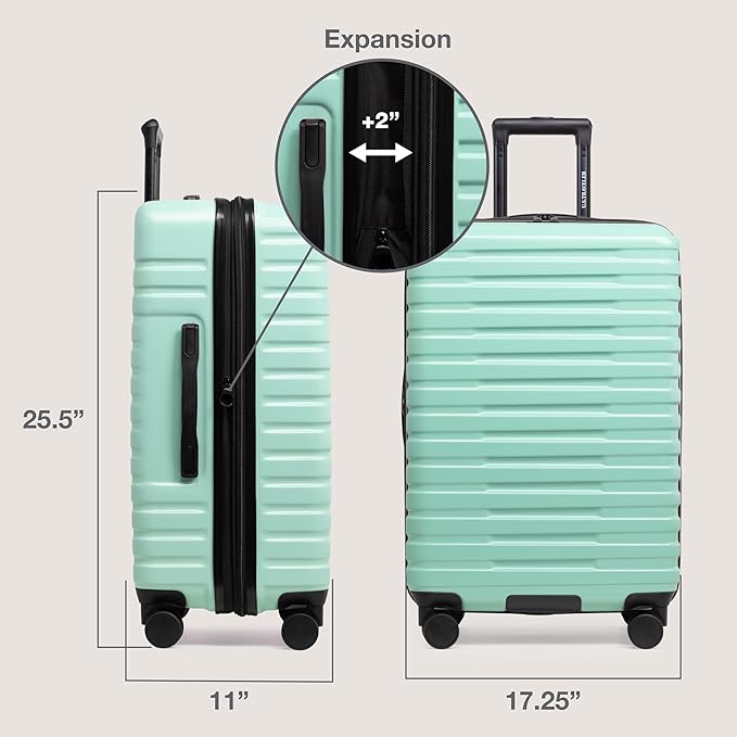 U.S. Traveler Boren Expandable Hardside Rugged Travel Luggage with 8 Spinner Wheels, Mint, Checked-Medium 26-Inch