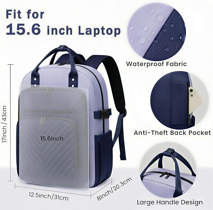 LOVEVOOK Laptop Backpack for Women, Water Resistant Travel Work Backpacks Purse Stylish Business Teacher Nurse Computer
