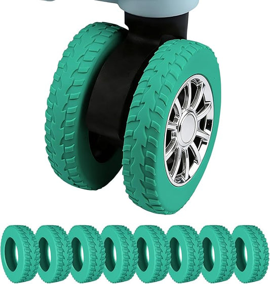 8Pcs Luggage Wheel Covers,Silicone Suitcase Cover for 2-2.4'' Spinner Wheel, Carry On Luggage Wheels Protector,Upgrade Suitcase Wheels Protective,Essential Travel Accessories (Peacock Green)