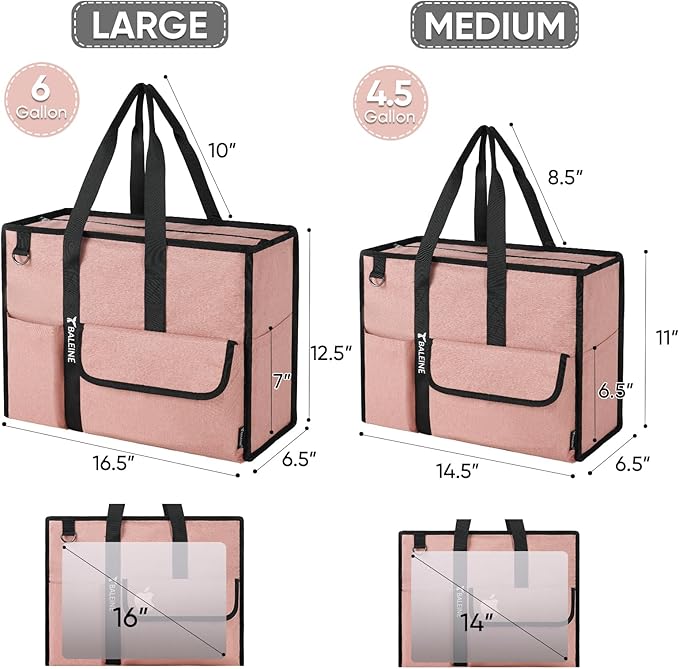 BALEINE Large Utility Tote Bag with Reinforced Bottom, Multi Pockets Foldable Tote Bag for Nurse, Travel, Work
