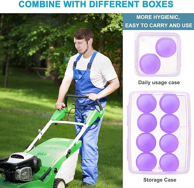Reusable Silicone Ear Plugs, Waterproof Noise Cancelling EarPlugs for Sleeping, Mowing, Swimming, Airplanes, Concerts