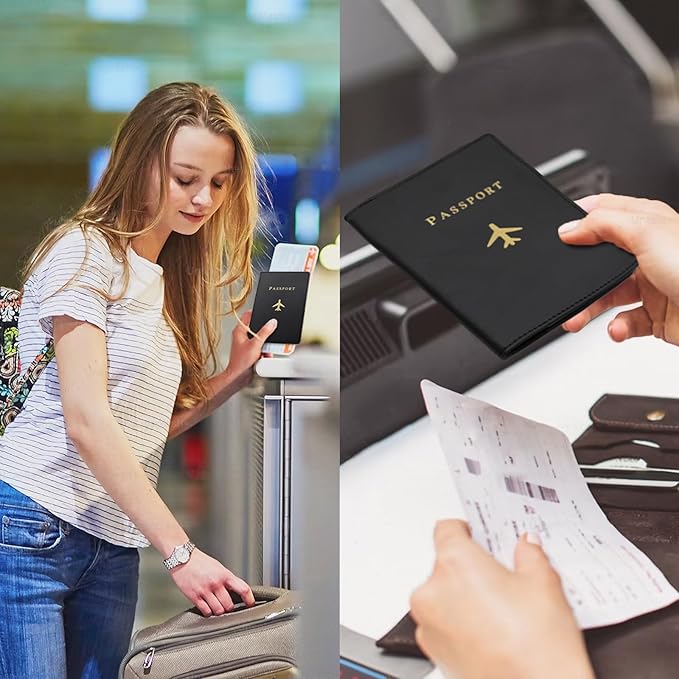 Sizobi Leather Passport Holder Covers Case, Passport Holder for Travel Women, International Travel Must Haves Travel Accessories for Women Men, Cruise Ship Essentials, Passport Book Travel Gifts