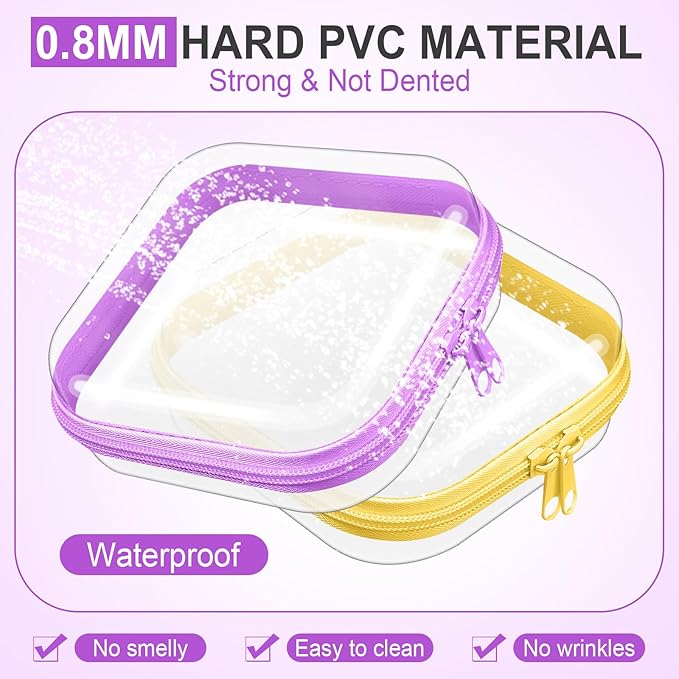 Sanwuta 6 Pcs Clear Hard Zipper Case Plastic Zipper Pouches Transparent Makeup Bag Pencil Case Pouches Toiletry Diaper Bag for Travel Toy Storage Organizer Bins(Colorful,5 x 5 x 2 Inch)