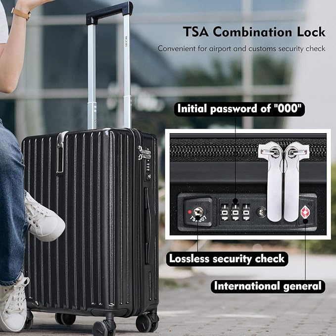 20 Inch Carry On Luggage 22x14x9 Airline Approved, PC Lightweight luggage with Spinner Wheels, 20 Inch Hardside Travel Luggage Bag with TSA Lock Rolling suitcase for Women