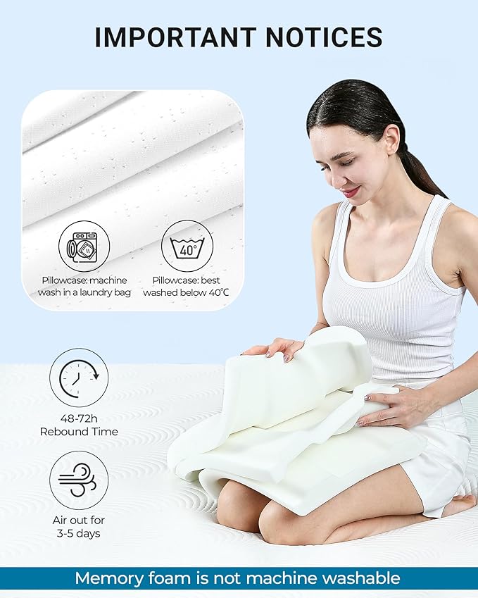 Elviros Memory Foam Pillows for Neck Pain Relief, Adjustable Height Ergonomic Orthopedic Pillow for Sleeping, Cervical Neck Pillow for Side and Back Sleepers, Queen Size, 23.6"×14"×5.3"