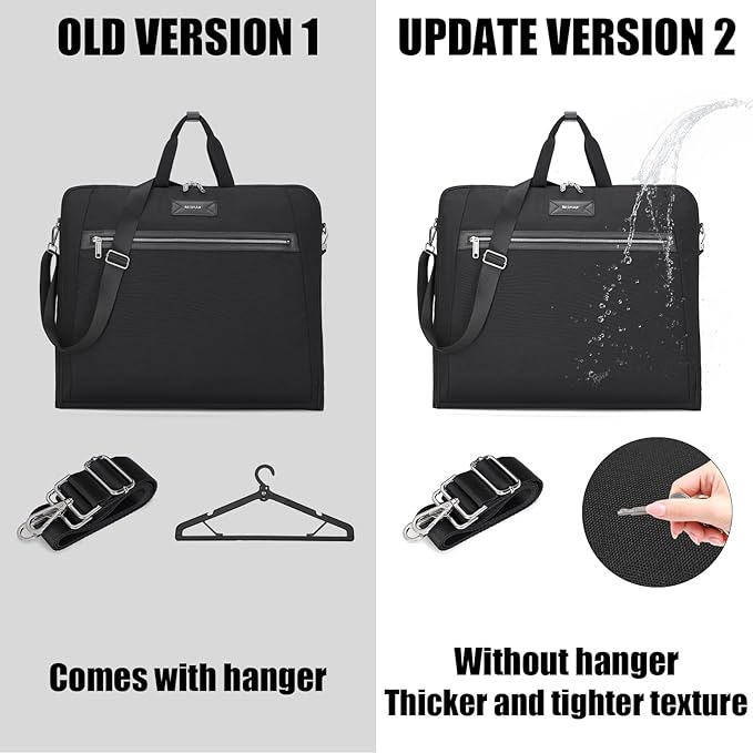 BE SMART Waterproof Foldable Garment Bags for Travel, 51" Large Travel Hanging Bags for Clothes, Carry on Suit Bag with Strap for Men Women, Wrinkle Free Luggage Suit Cover for Business Trips(Grey)