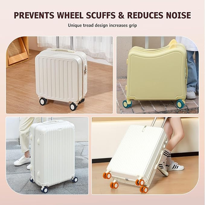 XYOFUN Luggage Wheel Covers - Upgraded 8-Pack Anti Dust & Scratch Noise Reduction Carry On/Travel Suitcase Wheel Protector - For 2-2.4" wheels - Lake Blue