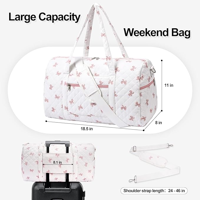 Gym Bag for Women, Cute Duffle Bag, Quilted Duffle Bag for Travel, Floral Duffle Bags, Weekend Bag with Zipper Pocket Dance Bag Organizer