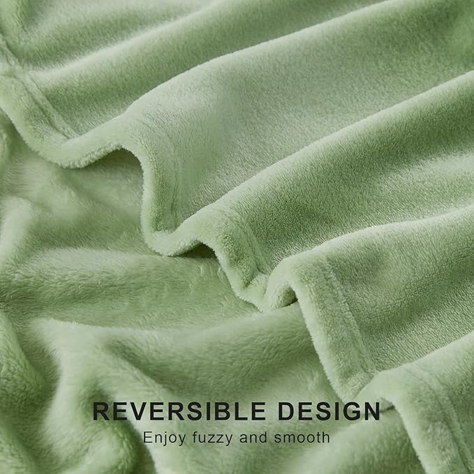 Hansleep Fleece Sage Green Throw XL Blanket, Super Soft Flannel Fuzzy Plush Cozy Blanket for All Seasons, Sage Green, Throw XL 50x70 Inches