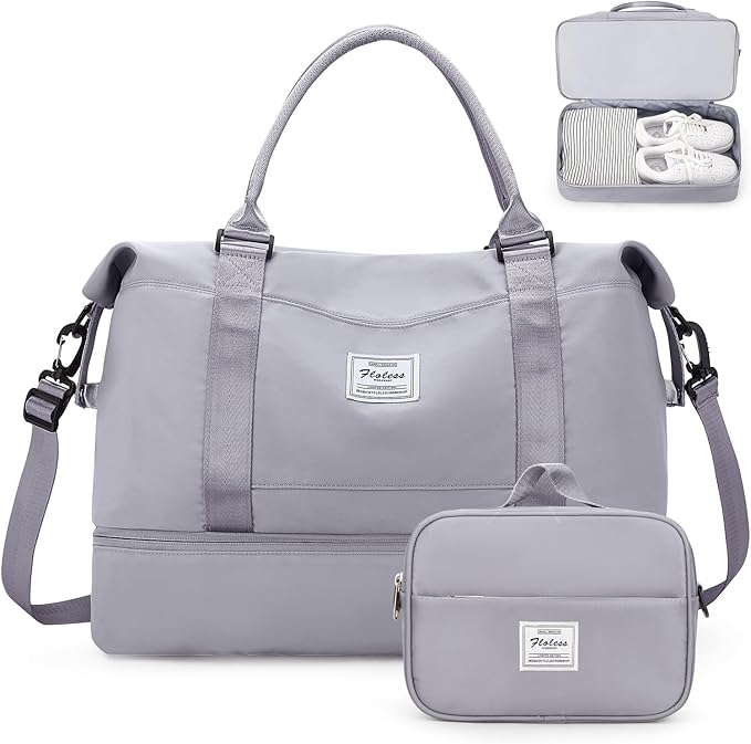 Weekender Bags for Women,Personal Item Travel Bag with Shoes Compartment,Overnight Travel Duffel Bag with Toiletry Bag